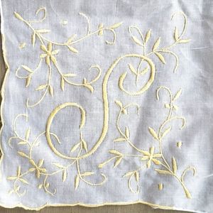Antique Hanky with Yellow Letter "S" Monogram